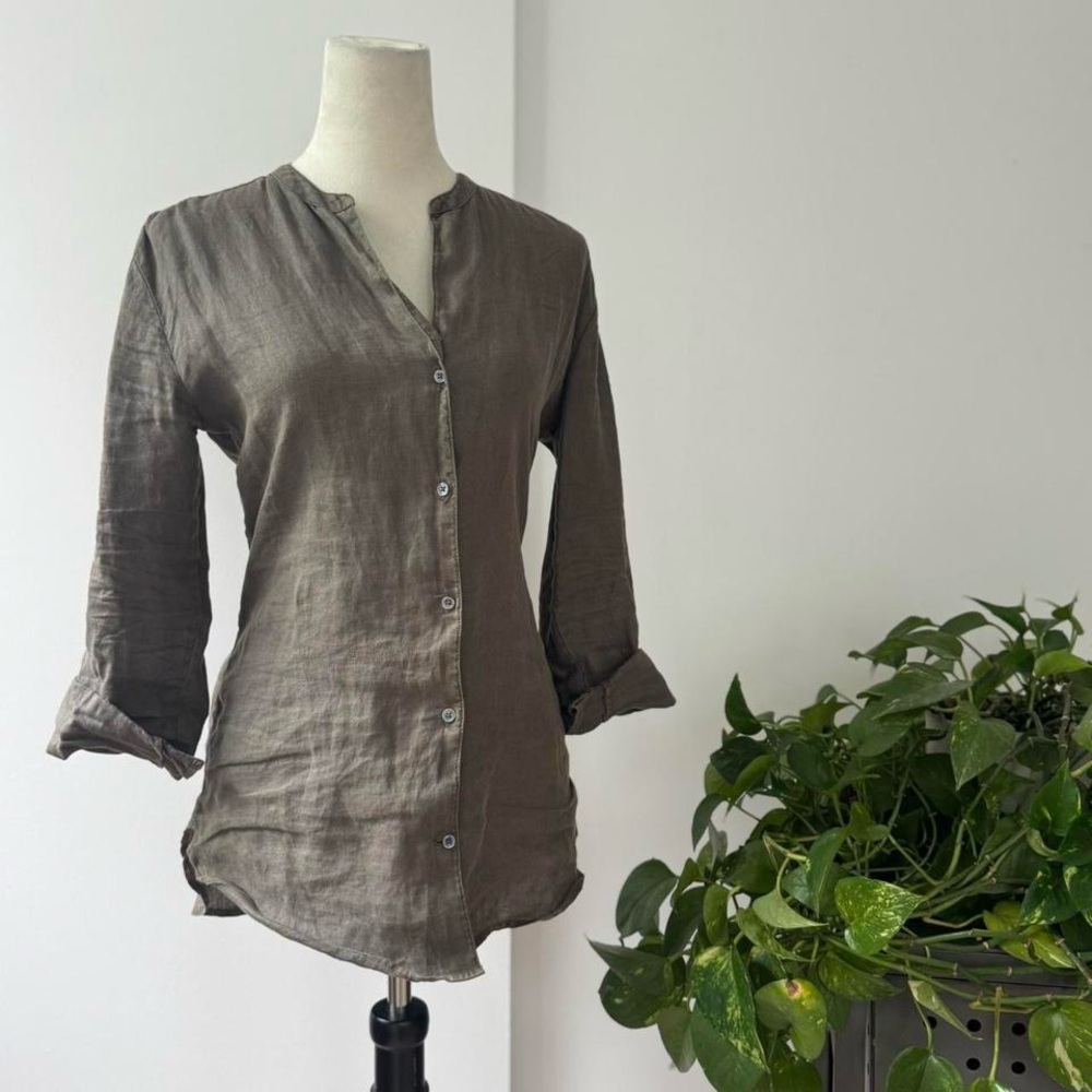 James Perse Olive Button-Down Shirt - image 1